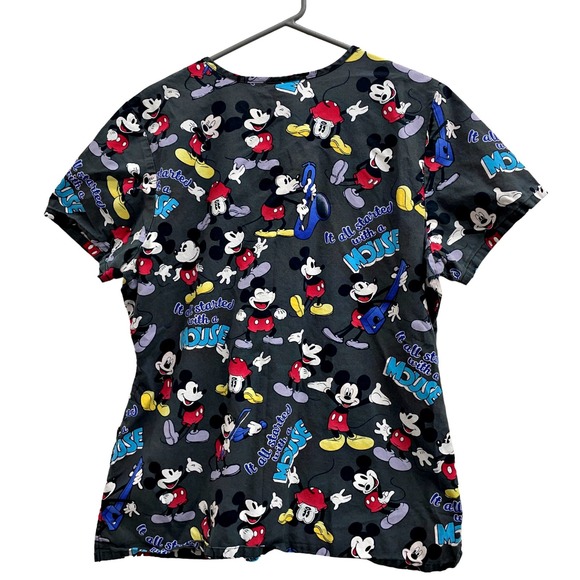 Disney Nurse Vet Scrub Top Mickey 'It All Started With A Mouse' MEDIUM - Picture 2 of 3